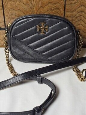 Tory Burch Black Quilted Leather Camera Crossbody